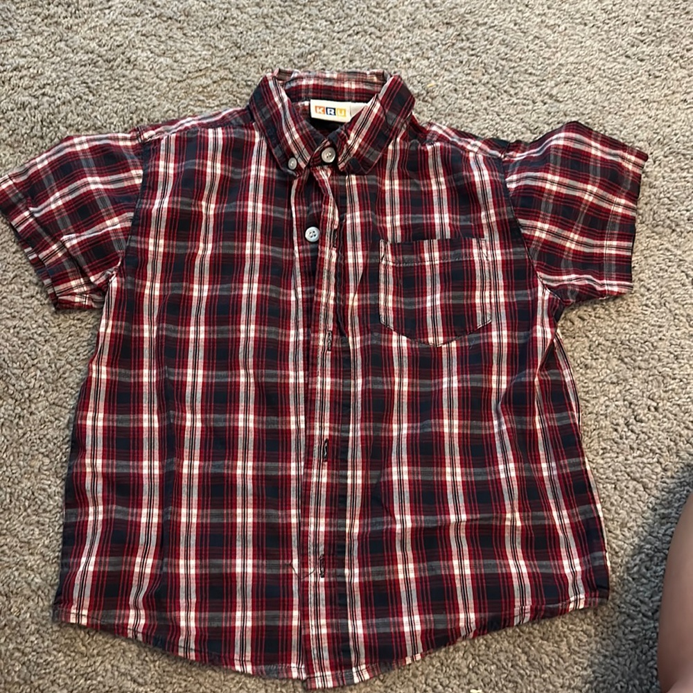Red plaid KRU button up shirt